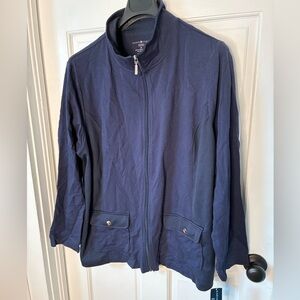 Navy Blue Karen Scott Zip-Up Athletic Jacket 2X NWT